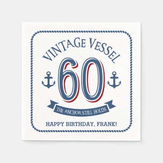 Nautical 60. Geburtstag Serviette (Vorderseite)