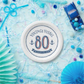 Nautical 80. Geburtstagspapier Pappteller (Party)