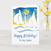 Nautical Abstrakt Sailing Happy Birthday Karte (Gelbe Blume)