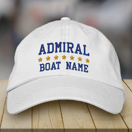 Nautical Admiral, dein Name für das Boot weiß Bestickte Kappe