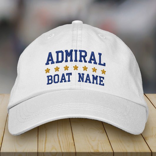 Nautical Admiral, dein Name für das Boot weiß Bestickte Kappe