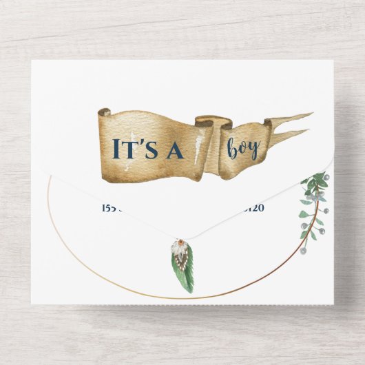 Nautical Adventure Baby Dusche All In One Einladung (Rückseite)