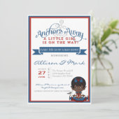 Nautical African American Baby Shower Einladung (Stehend Vorderseite)