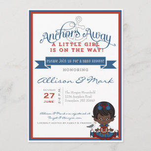 Nautical African American Baby Shower Einladung