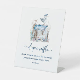 Nautical Ahoy Baby Duschdusche Windeln Raffel Sockelschild