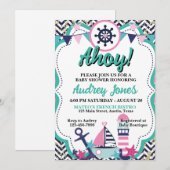 Nautical Ahoy Baby Shower Einladung (Vorne/Hinten)