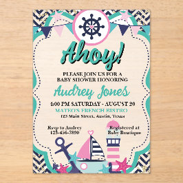 Nautical Ahoy Baby Shower Invitation Acryleinladungen