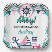 Nautical Ahoy Baby Shower Pappteller (Vorderseite)
