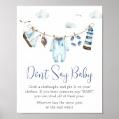 Nautical Ahoy Baby Shower Say Baby nicht Poster (Vorne)
