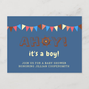 Nautical Ahoy Boy Baby Showthema Feiertagspostkarte
