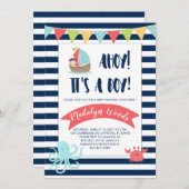Nautical Ahoy! Das ist ein Junge! Babyparty Einladung (Vorne/Hinten)
