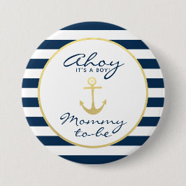 Nautical Ahoy, eine Babydusche mit Mama-zu-be-Kind Button