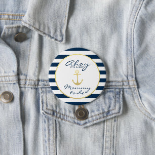 Nautical Ahoy, eine Babydusche mit Mama-zu-be-Kind Button