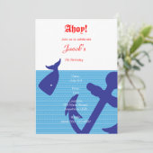 Nautical "Ahoy" - Einladung zum Geburtstag (Stehend Vorderseite)