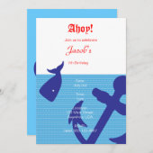 Nautical "Ahoy" - Einladung zum Geburtstag (Vorne/Hinten)
