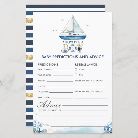 Nautical Ahoy Es ist ein Baby Predictions Ratgeber (Vorne/Hinten)