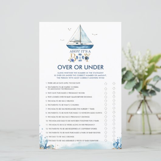 Nautical Ahoy Es ist ein Junge, der über oder unte (Stehend Vorderseite)