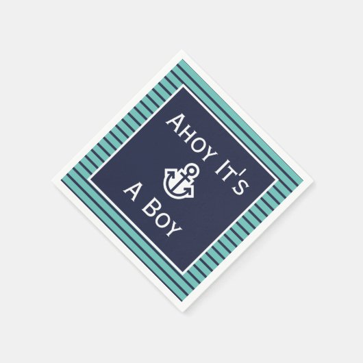 Nautical Ahoy Es ist ein Junge gestreift Napkins Serviette (Ecke)