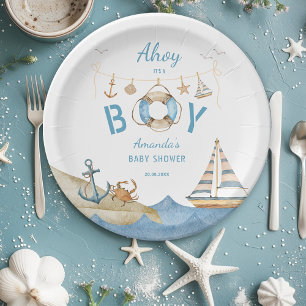 Nautical Ahoy Es ist eine Baby-Dusche Pappteller