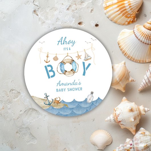 Nautical Ahoy Es ist eine Baby-Dusche Runder Aufkleber