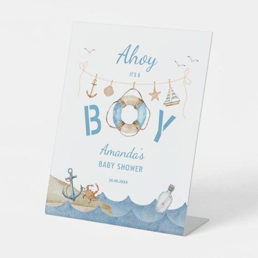Nautical Ahoy Es ist eine Baby-Dusche Sockelschild (Vorderseite)