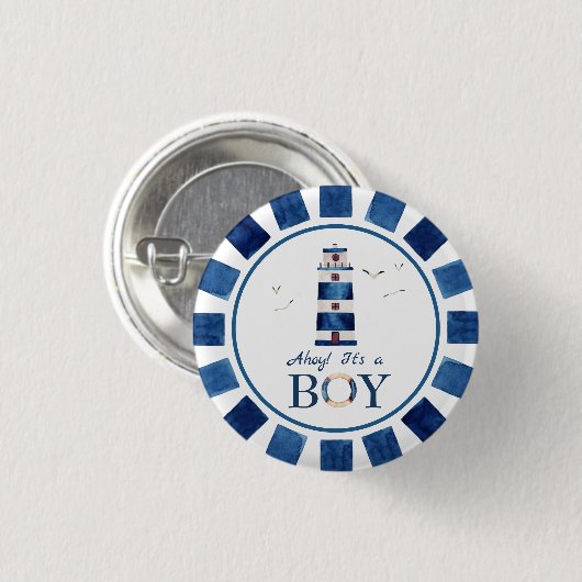 Nautical Ahoy! Es ist eine Baby-Leuchtturm-Kinderd Button (Vorne & Hinten)