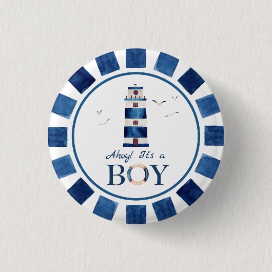 Nautical Ahoy! Es ist eine Baby-Leuchtturm-Kinderd Button (Vorderseite)