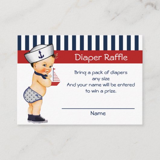 Nautical Ahoy Es ist eine Boy Diaper Raffle Beilag Begleitkarte (Vorderseite)