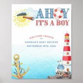 Nautical Ahoy ist eine Baby-Dusche Willkommen Poster (Vorne)