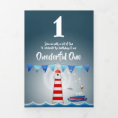 Nautical ahoy Leuchtturm Schiff Seejungen ersten P Dreifach Gefaltete Einladung (Cover)