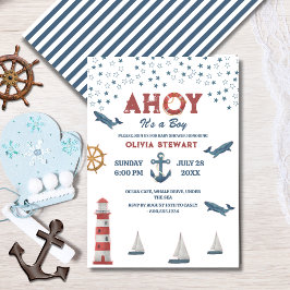 Nautical Ahoy seine Jungen Baby Dusche Einladung