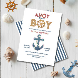 Nautical Ahoy seine Jungen Baby Dusche Einladung