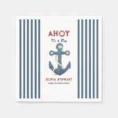 Nautical Ahoy seine Jungen Baby Dusche Einladung Serviette (Vorderseite)