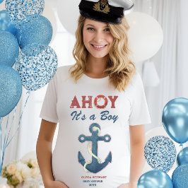 Nautical Ahoy seine Jungen Baby Dusche Einladung T-Shirt