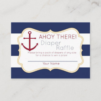 Nautical Ahoy There Diaper Raffle Ticket Begleitkarte
