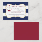 Nautical Ahoy There Diaper Raffle Ticket Begleitkarte (Vorne/Hinten)