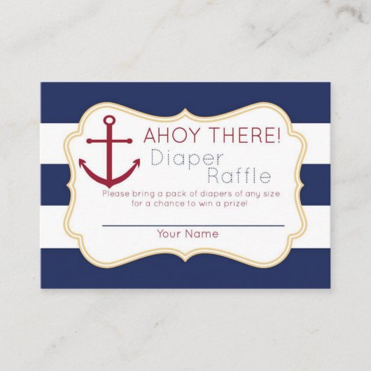 Nautical Ahoy There Diaper Raffle Ticket Begleitkarte (Vorderseite)