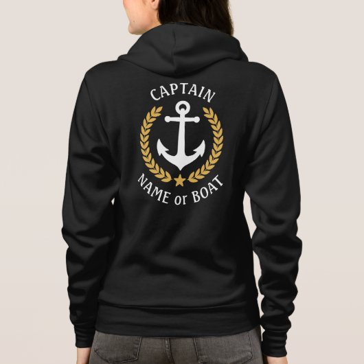 Nautical AnchKapitän oder Boat Name Gold Laurel Hoodie (Rückseite)