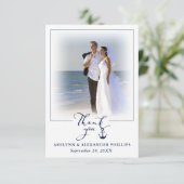 Nautical Anchor 2 Foto Wedding Script Vielen Dank Dankeskarte (Stehend Vorderseite)