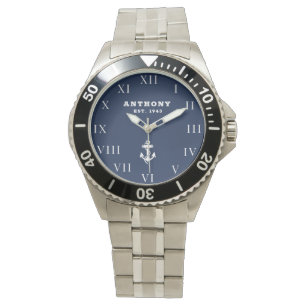 Nautical Anchor 80. Geburtstag Luxury Vintag Navy Armbanduhr