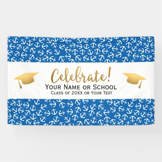 Nautical Anchor Abschluss Class 20XX Grad Cap Banner (Horizontal)
