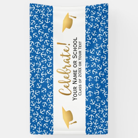 Nautical Anchor Abschluss Class 20XX Grad Cap Banner (Vertikal)