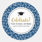 Nautical Anchor-Abschluss-Klasse des 20XX-Party Runder Aufkleber (Vorderseite)