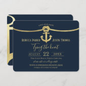 Nautical Anchor and Rope Gold Rope Knot Wedding Einladung (Vorne/Hinten)