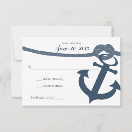 Nautical Anchor and Rope Wedding Response Card RSVP Karte