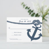 Nautical Anchor and Rope Wedding Response Card RSVP Karte (Stehend Vorderseite)