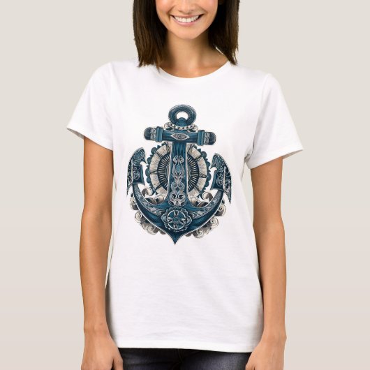 Nautical Anchor Art Graphic T-Shirt – Vintage (Vorderseite)