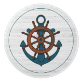 Nautical Anchor auf Weißholz Keramikknauf (Vorderseite)