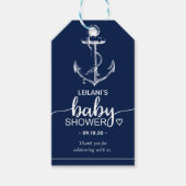 Nautical Anchor Baby Dusche Danke Navy Blue Geschenkanhänger (Vorderseite)