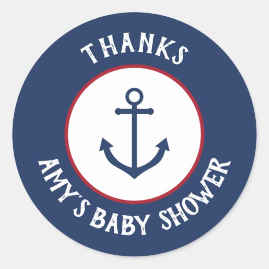 Nautical Anchor Baby Dusche Danke Stickers (Vorderseite)